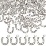 SUNNYCLUE 1 Box 100Pcs Cowboy Charms Horseshoe Charms Bulk Good Luck Charm Horse Charms War Horse Western Cowboy Charm for Jewelry Making Charms DIY Earrings Bracelet Necklace Craft Spirit Gift