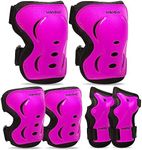 Inkidio Knee Pads for Kids Girls and Boys Protective Gear Set with Knee Pads Elbow Pads and Wrist Guards Ideal for Skating Skateboard Scooter Cycling Bike Riding (Medium, Pink)