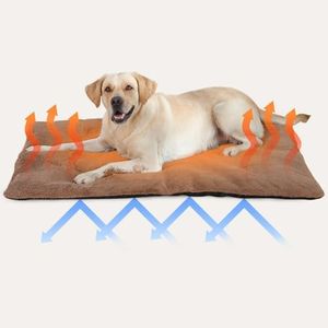 Manta Térmica para Gatos y Perros,Manta Calefactora Lavable a Máquina Cama Termica para Gatos Suave y Calentamiento Rápido Manta Térmica Autocalentado para Gatos y Perros (70*45cm, Caqui)