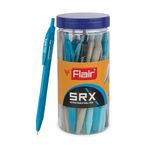 FLAIR Srx 0.7mm Retractable Ball Pen Jar | Triangular Body Design For Better Grip | Light Weight Refillable | Smooth Writing Experience | Vibrant Solid Body Colours | Blue Ink, Pack of 25 Pens