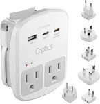 Ceptics 35W Universal Travel Adapter Kit – 2 USA sockets, USB-A, USBC, 1x PD 35W USB-C and USBC Cable, Surge Protected, Plugs for EU, UK, China, AU, Japan - for Laptop, Phone, Camera-ETL Tested