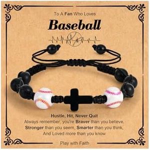 C-leen Baseball Gifts Bracelet for Fan, Cross Beaded Bracelet for Fan, Baseball Stuff Accessories Gifts for Fans Mens Mom Lovers Coach