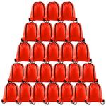 PLULON 25 Pcs Red Drawstring Backpack Bags Bulk String Backpack Cinch Sack Pull Sport Gym Backpack Bags for Yoga Traveling Outdoor Sports