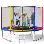 Shopster 10 ft TUV Approved Fitness Jumper Trampoline with Enclosed Net (Supports Weight Upto 175 kgs), Cushioned Poles, Spring Safety Padded with Ladder (10ft), Height is 231cm -Multicolor