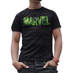 Marvel Logo Hulk Avengers Super Hero Adult Men's Graphic Tee T-Shirt Apparel (Black, Medium)