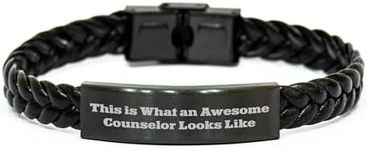 CUCOLUS Birthday Unique Gifts for Counselor, This Is What An Awesome Counselor Looks Like Inspirational Quote Braided Leather Bracelet, Counselor Gifts from Friends, Gifts for Counselor