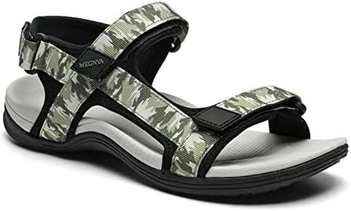 MEGNYA Comfortable Hiking Sandals for Womens, Classic Sport Walking Sandals with Adjustable Straps, Casual Summer Athletic Sandals for Trekking, Camping, Trip, W3-camouflage Green, 8.5