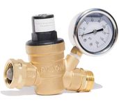 RVAQUA M11-45PSI Water Pressure Regulator for RV Camper - Brass Lead-Free Adjustable RV Water Pressure Reducer with 160 PSI Gauge and Inlet Stainless Screened Filter