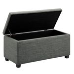 Amazon Basics Upholstered Rectangular Ottoman Storage box and Entryway Bench, Foot stool, Polyester, Charcoal Grey, 42 x 91 x 43 cm (W x D x H)