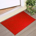 HOKIPO 60X90cm All Purpose Runner with rubber backing, mat for outdoor and indoor use foot mat, Red (IN526)