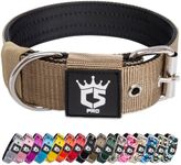 TSPRO Tactical Dog Collar 1.5 inch Wide Dog Collar Military Grade Strong Dog Collar Thick Dog Collar Heavy Duty Metal Buckle Dog Collar(Khaki-L)