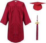 FtyFty Unisex Adult Matte Graduation Cap and Gown Tassel Set, Maroon, 54''FF(5'9''-5'11'')