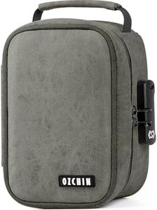 OZCHIN Smell Proof Bag with Combination Lock Tobacco Pipe Pouch Bag File Organizer Case Container Medicine Lock Box Odorless Storage Bag Great Gift for Friend (Dark Gray Suede, Standard)