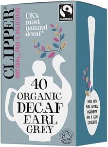 Clipper Fairtrade Organic Decaf Earl Grey Tea Bags | Natural, Unbleached, Plant-Based Biodegradable & Non GM Black Tea | Eco Conscious Decaffeinated Tea Bags | Individually Wrapped (40 Teabags)