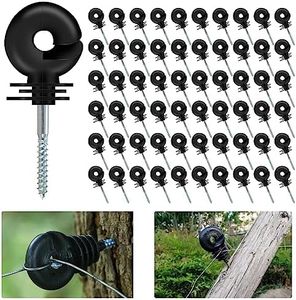 VinBee 60pcs Black Electric Fence Insulator Screw-In Insulator Fence Ring Post Wood Post Insulator Fence Post Insulator