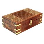 ZYNTIX Vanity Box Jali Brass Design Decorative Case Kit storage boxes big box jewellery box organisers Vanity Organiser for Women, jewellery box for girls (8 x 5 Inch)