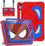 Nitupai Case for iPad 10th Generation Case for Kids iPad Case 10th Generation 10.9 Inch 10th Gen Case Pen Holder Screen Protector Kids Boys Spider Cover iPad 10th Generation Thickned Cornor, Red Blue