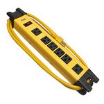 KMC 6 Outlet Heavy Duty Metal Surge Protector Power Strip 6 Feet, 125V/15A, Bleck