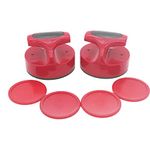 INSCOOL Professional Air Hockey Pushers and Air Hockey Pucks, Non-Slip Strikers and Dynamic Pucks for Air Hockey Table Game, Replacement Accessories for Game Tables (Red)