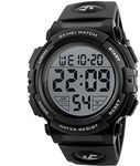 Men's Digital Sport Watch Waterproof Led Electronic Military Wrist Watch with Alarm Stopwatch Calendar Date Window (Black)