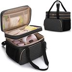 Luxja Double Layer Breast Pump Bag Compatible with Spectra S1 and S2, Pump Bag for Breast Pump and Extra Parts (Suitable for Home or Travel Use, Patent Design, Bag Only), Black