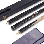 Cue-King Pool Cue Pro Series Black Edition, Snooker Cue, Handmade 57" 19oz 3/4 Jointed with Case Blue Cue with Protective Hardcase, Premium Extension and Microfibre Cue Towel, Snooker Cues, Pool Cue