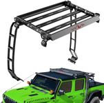 OSOTORERO Roof Rack Cargo Basket for 2020-2026 Gladiator JT Hardtop | Heavy Duty Steel Overland Roof Top Carrier with Side Ladders, 4 LED Pod Lights, 800 LBS Static, No-Drill Bolt-On