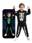 Skeleton Costume Glow in The Dark Hoodies Set for Toddler Boys Girls Halloween Skull Costumes Sweatshirt Tracksuit Pants Set Fancy Dress for Kids 18-24 months 2T 3T 4T 5T 6 Years