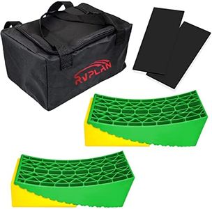 RVPLAN RV Leveler Blocks 2 Pack with Rubber Anti-Skid Pads, for Travel Trailers, RV, Campers, Trucks, Non Slip Design RV Leveling Blocks Bear Weight 35,000 lbs (Yellow&Green)