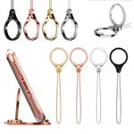 SHOPVILLA Cell Phone Lucky Charm Keychain Metal Finger Ring Lanyard for Mobile, Finger Grip for Phone, Phones Hanging Thread Strap Anti-Slip Ideal for Cameras Keys Pen Drive Electronics Accessories