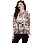 ishin Women's Off White Embellished A-Line Top