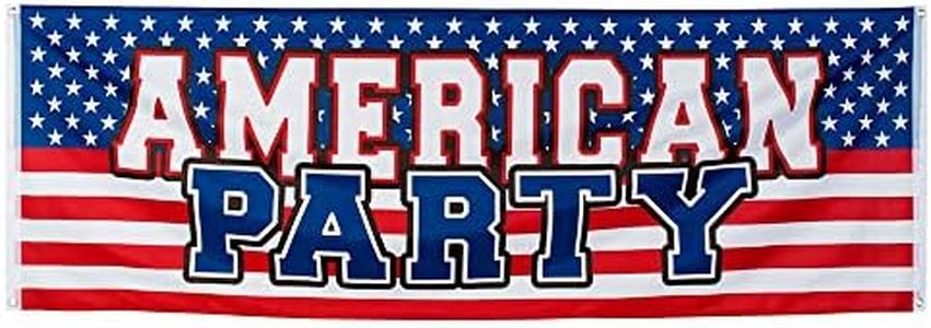 Boland 44953 - Banner USA, tamaño 74 x 220 cm, decoración, guirnalda, fiesta americana, Stars and Stripes, fiesta temática, fiesta de lema