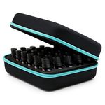 BTSKY 30 Bottles Durable Waterproof Hard Shell EVA Essential Oils Handle Carrying Case Bag Nail Polish Storage Box Foam Insert Organizer (Black+Blue)