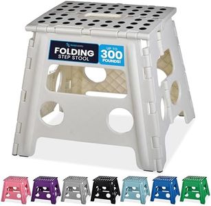 Handy Laundry Folding Lightweight Step Stool is Sturdy Enough to Support Adults and Safe Enough for Kids. Opens Easy with One Flip. Great for Kitchen, Bathroom or Bedroom. (White - 13 inch)