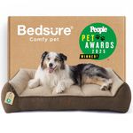 Bedsure SupportMax Orthopedic Large Dog Bed, XL Extra Thick Shredded Foam Dog Couch with Waterproof Washable Cover, Sherpa Pet Sofa with Nonskid Bottom for Large Dogs, Brown, 42"