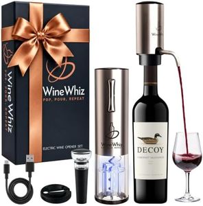 Electric Wine Aerator & Opener Set with Accessories, Rechargeable Automatic Corkscrew, Aerator, Dispenser, Foil Cutter Tool, Stopper, Wine Lovers Gift for Housewarming, Birthday, Registry, Anniversary
