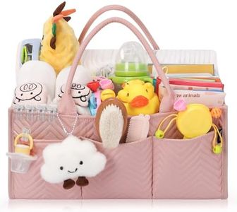 Skycase Large Diaper Caddy Organizer, Baby Organizers and Storage for Newborn Essentials Must Haves, Nursery Storage Basket for Baby Shower Gifts, Baby Registry Search for Boy or Girl - Pink