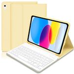 Case with Keyboard for iPad 10th Generation10.9“2022, UK layout Keyboard Case for iPad 10th Gen, Slim Smart Case with Detachable Bluetooth Keyboard and Pencil Holde for iPad 10.9 inch 2022, Yellow