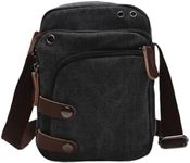 Canvas Men's Small Crossbody Bag School Work Travel Business Messenger Shoulder Anti-theft Bag Trendy and Portable Travel Bag-Black