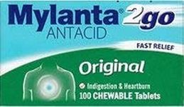 Mylanta 2 Go Original Antacid 100 Chewable Tablets, Multicolor