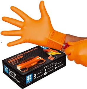 RZ TOOLS GUANTES de NITRILO DIAMANTADO naranjas - Los guantes de nitrilo MÁS RESISTENTES del mercado - SIN LÁTEX - REUTILIZABLES (Talla XL Naranja Pack de 50)