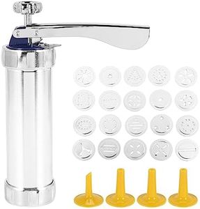 Qeunrtiy Cookie Press Stainless Steel Spritz Cookie Press,Icing Kit with 20 Cookie Mold Discs and 4 Piping Nozzle for DIY Biscuit