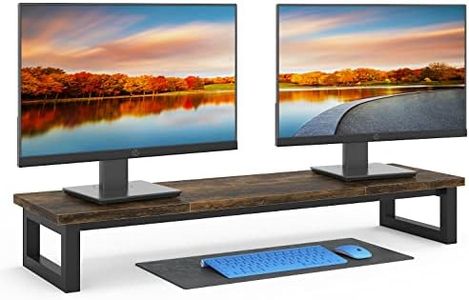 YAOHUOO Dual Monitor Stand Riser, 39Inch Large Stands for 2 Monitors, Computer Stand, Wooden Desktop Oraganizer Shelf Office Desk Computer,Laptop,TV Brown