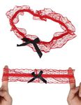 ohyeahlady Garters for Brides 2 Piece Sexy Floral Lace Wedding Garters Stretchy Prom Garter Belt Thigh Garter Choker Leg Rings for Women Girls Cosplay Bride to Be Hen Party Red