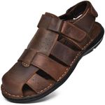 Arkbird Men's Sandals, Closed Toe Leather Fisherman Outdoor Hiking Sport Shoes Summer