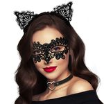 Takmor Lace Masquerade Mask for Women, Cat Mask Cat Woman Mask Costume Accessories for Women Girls for Costume Cosplay Party