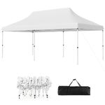 SPOTRAVEL 3m x 6m Pop Up Gazebo, UPF50+ Waterproof Marquee Gazebo Canopy Tent with Carrying Bag, Outdoor 3-Level Height Adjustable Party Tent Shelter for Garden Patio Beach (without Sides, White)
