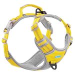 ThinkPet No Pull Harness Breathable Sport Harness with Handle-Dog Harnesses Reflective Adjustable for Medium Large Dogs,Back/Front Clip for Easy Control S Yellow