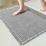 YIHOUSE Waffle Bath Mat Rug for Bathroom-Super Absorent Bath Mat Non Slip Ultra Soft Bathmat Machine Washable Bathroom Rug-Bathroom Floor Mat(Light Grey,17x24)