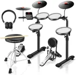 HAMPBACK MK-0 PRO Electric Drum Set with 4 Quite Mesh Drum Pads, 3 Full Rubber Crashes, Bass Drum, 12 Kits and 68 Authentic Sounds, USB MIDI, Throne, Sticks, Headphone, 2 Pedals for Beginners, Kids